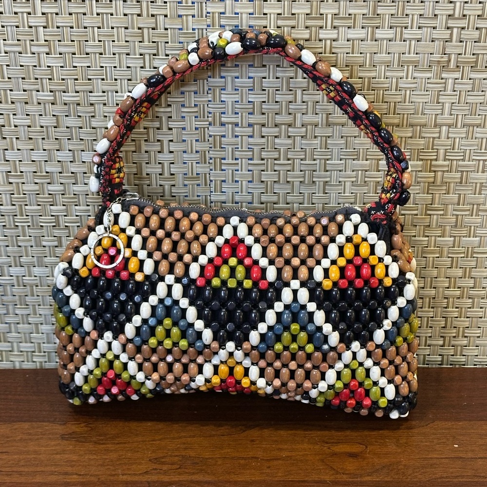 🌟2xHP🌟VTG 1930s Art Deco Multicolored Wood Bead Handbag Suzanne Czechoslovakia